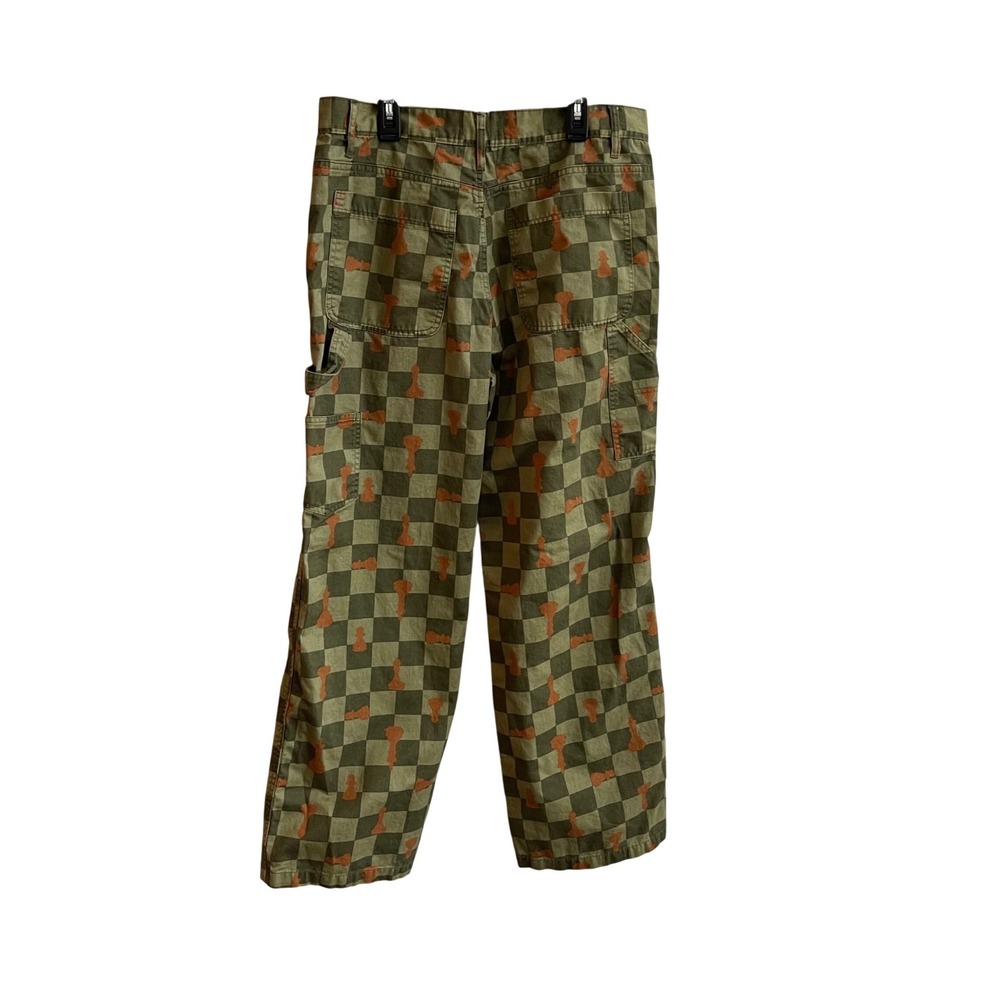 BDG Carpenter Pants Womens 30 Green Checkerboard Chess Print Streetwear Utility - Picture 4 of 11
